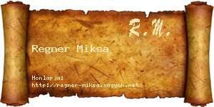Regner Miksa névjegykártya